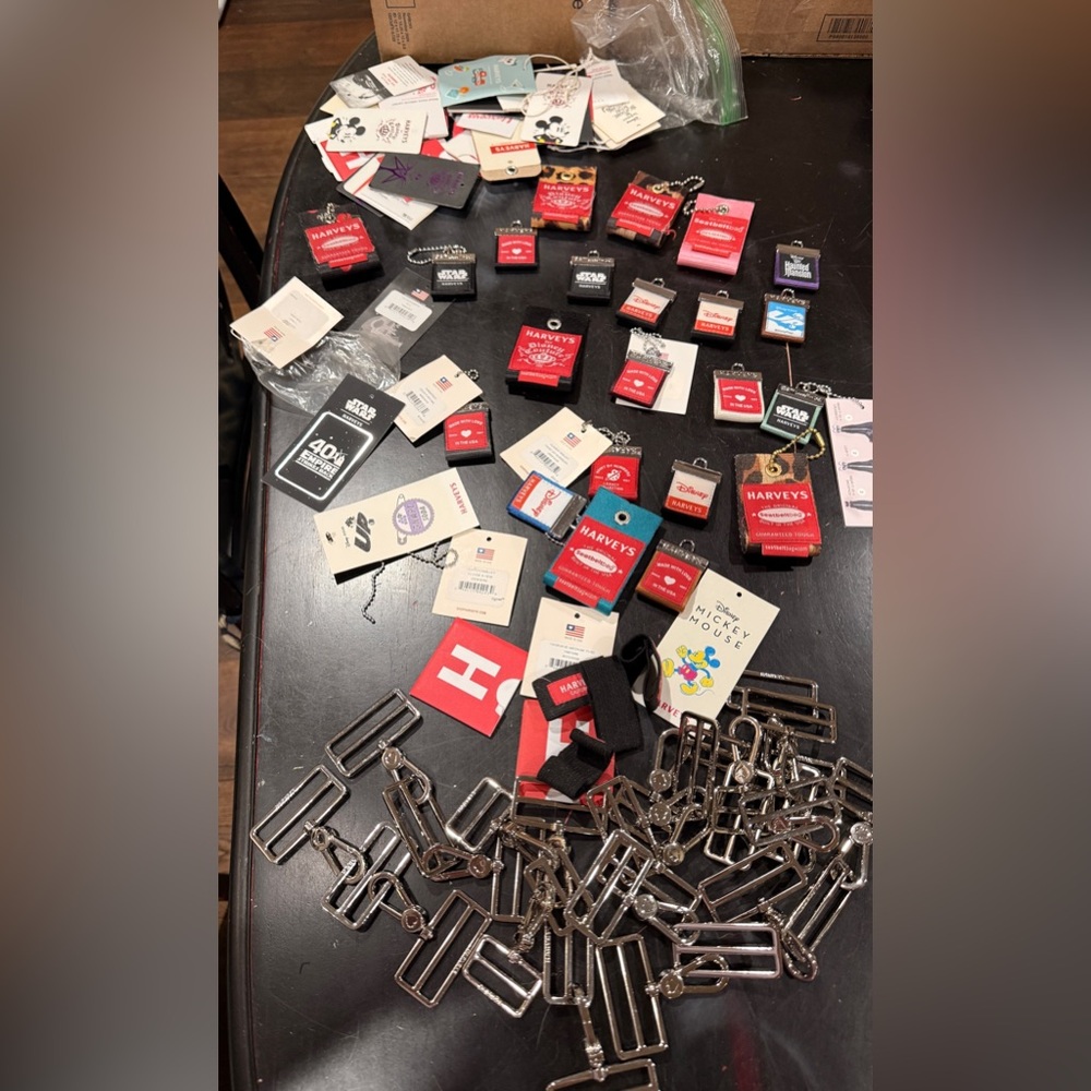 (Bag #1) Lot of Harveys Paper Tags, Seatbelt Tags and Hardware from CNCs